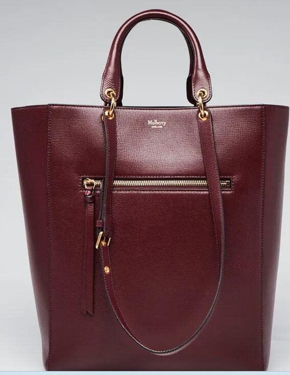 Mulberry Handbags - Mulberry Maple Goatskin Leather Tote Burgundy Purple Removable Pouch